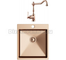Комплект Мойка кухонная TopZero TNL ColorX TNL450.505 GOLD ROSE медь + Смеситель Rubato медь