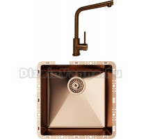 Комплект Мойка кухонная TopZero TZ RS 400 медь + Смеситель TPZ 201 медь