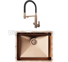 Комплект Мойка кухонная TopZero TZ RS 500 медь + Смеситель TPZ 305 медь