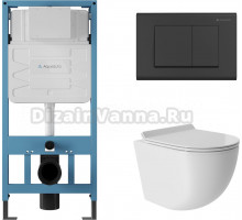 Комплект Aqueduto Ovo Tornado AQDS013T крышка-сиденье, кнопка смыва черная