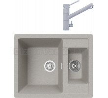 Комплект Мойка кухонная TopZero Madonna 615.500 15-47 Smoke + Смеситель Leonardo smoke 47