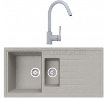Комплект Мойка кухонная TopZero TopGran Cindy 1000.500 15-47 smoke 47 + Смеситель Romeo smoke 47
