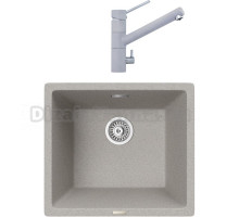 Комплект Мойка кухонная TopZero TopGran Gisele 457.406-47 smoke 47 + Смеситель Leonardo smoke 47