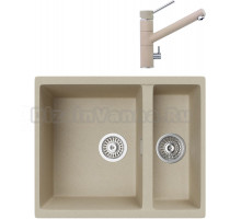 Комплект Мойка кухонная TopZero TopGran Melania 555.460.15-08 jasmine 08 + Смеситель Leonardo jasmine 08