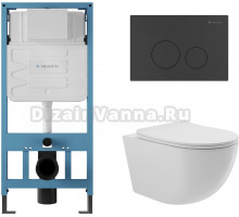 Комплект Aqueduto Ovo AQDS020 крышка-сиденье, кнопка смыва черная