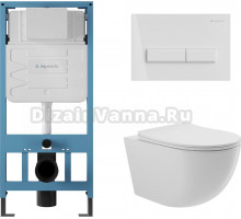 Комплект Aqueduto Ovo AQDS025 крышка-сиденье, кнопка смыва белая