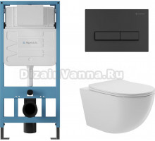 Комплект Aqueduto Ovo AQDS026 крышка-сиденье, кнопка смыва черная