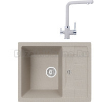 Комплект Мойка кухонная TopZero Scarlett 615.500-58 Beach + Смеситель Alphons beach 58