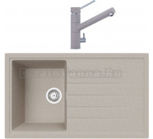 Комплект Мойка кухонная TopZero TopGran Claudia 860.500-58 beach 58 + Смеситель Leonardo beach 58