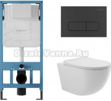 Комплект Aqueduto Ovo AQDS029 крышка-сиденье, кнопка смыва черная