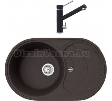 Комплект Мойка кухонная TopZero Alla 780.500-93 Chocolate + Смеситель Leonardo chocolate 93