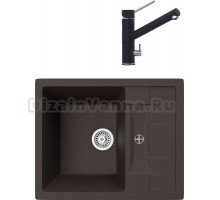 Комплект Мойка кухонная TopZero Scarlett 615.500-93 Chocolate + Смеситель Leonardo chocolate 93