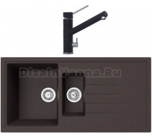 Комплект Мойка кухонная TopZero TopGran Cindy 1000.500 15-93 chocolate 93 + Смеситель Leonardo chocolate 93