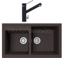 Комплект Мойка кухонная TopZero TopGran Demi 860.500 20-93 chocolate 93 + Смеситель Leonardo chocolate 93