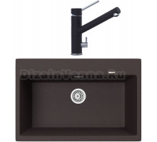 Комплект Мойка кухонная TopZero TopGran Gretta 780.510-93 chocolate 93 + Смеситель Leonardo chocolate 93
