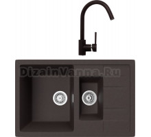 Комплект Мойка кухонная TopZero Valentina 780.500 15-93 Chocolate + Смеситель Romeo chocolate 93
