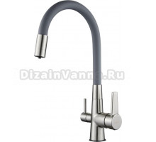 Смеситель для кухни D-lin D159317-4H с гибким изливом, сатин, серый