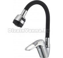 Смеситель для кухни D-lin D150628-1T с гибким изливом, хром, черный