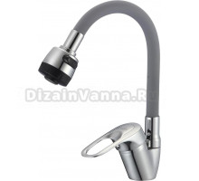 Смеситель для кухни D-lin D150628-2T с гибким изливом, хром, серый