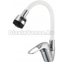 Смеситель для кухни D-lin D150628-3T с гибким изливом, хром, белый