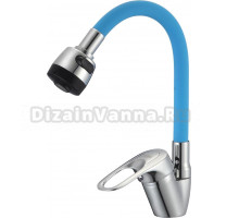Смеситель для кухни D-lin D150628-6T с гибким изливом, хром, синий
