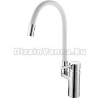 Смеситель для кухни D-lin D157315-3 с гибким изливом, хром, белый