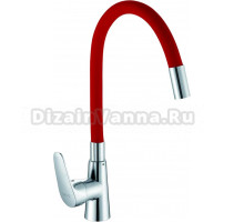 Смеситель для кухни D-lin D155302-4 с гибким изливом, хром, красный