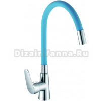 Смеситель для кухни D-lin D155302-6 с гибким изливом, хром, синий