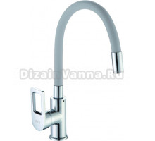 Смеситель для кухни D-lin D155308-2 с гибким изливом, хром, серый