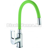 Смеситель для кухни D-lin D155308-5 с гибким изливом, хром, зеленый