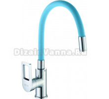Смеситель для кухни D-lin D155308-6 с гибким изливом, хром, синий