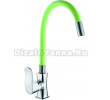 Смеситель для кухни D-lin D155318-5 с гибким изливом, хром, зеленый