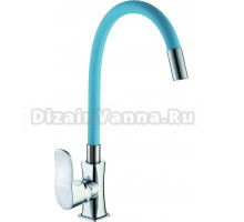 Смеситель для кухни D-lin D155318-6 с гибким изливом, хром, синий