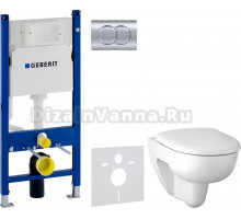 Комплект  Унитаз подвесной Geberit Renova 500.801.00.1 с сиденьем и быстросъемной крышкой с микролифтом + Система инсталляции для унитазов Geberit Duo