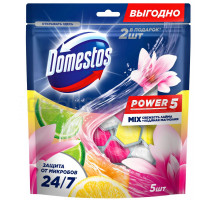 Туалетный блок для унитаза Domestos Power 5 свежесть лайма и ледяная магнолия дуо 2х50 г + трио 3х50 г