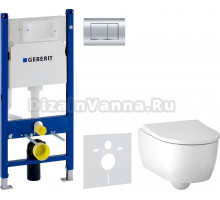 Комплект Унитаз подвесной Geberit iCon 500.784.01.1 с сиденьем и быстросъемной крышкой с микролифтом + Инсталляция Duofix Delta 458.163.21.1 с кнопкой смыва, хром + Шумоизоляция