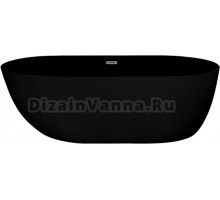 Акриловая ванна Ceruttispa Como 170x75 см, отдельностоящая, овальная, с каркасом, со сливом-переливом, черная, матовая