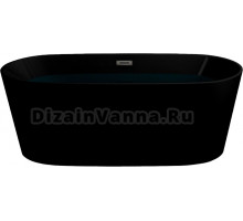 Акриловая ванна Ceruttispa Resia 170x75 см, отдельностоящая, овальная, с каркасом, со сливом-переливом, черная, матовая