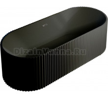 Акриловая ванна Ceruttispa Ceza's 170x75 см, отдельностоящая, овальная, с каркасом, со сливом-переливом, черная, матовая