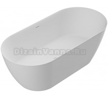 Ванна из искусственного камня Cezares Relax Solid Surface 170x80 см, отдельностоящая, овальная, со сливом-переливом, с донным клапаном, матовая