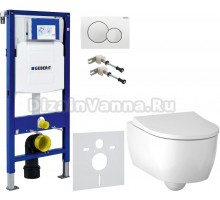 Комплект Унитаз подвесной Geberit iCon 500.784.01.1 с сиденьем и быстросъемной крышкой с микролифтом + Крепления Duofix 111.815.00.1 к стене + Шумоизоляция + Инсталляция UP 320 111.300.00.5 + Кнопка Sigma 01 115.770.11.5 белая