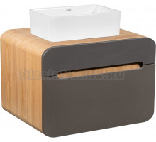 Тумба с раковиной Runo Ницца 60 дуб натуральный, графит, раковина Duo 40