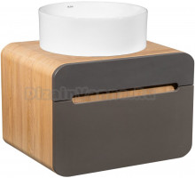 Тумба с раковиной Runo Ницца 60 дуб натуральный, графит, раковина Palla 40