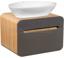 Тумба с раковиной Runo Ницца 60 дуб натуральный, графит, раковина Terzo 60