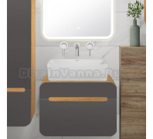 Тумба с раковиной Runo Ницца 60 дуб натуральный, графит, раковина Tre 50