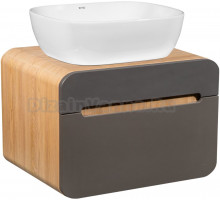 Тумба с раковиной Runo Ницца 60 дуб натуральный, графит, раковина Cuatro 50