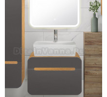 Тумба с раковиной Runo Ницца 60 дуб натуральный, графит, раковина Lavello 50