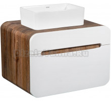 Тумба с раковиной Runo Ницца 60 темное дерево, белая, раковина Duo 40