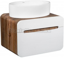 Тумба с раковиной Runo Ницца 60 темное дерево, белая, раковина Ovale 50