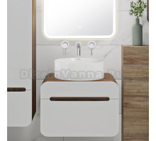 Тумба с раковиной Runo Ницца 60 темное дерево, белая, раковина Palla 40